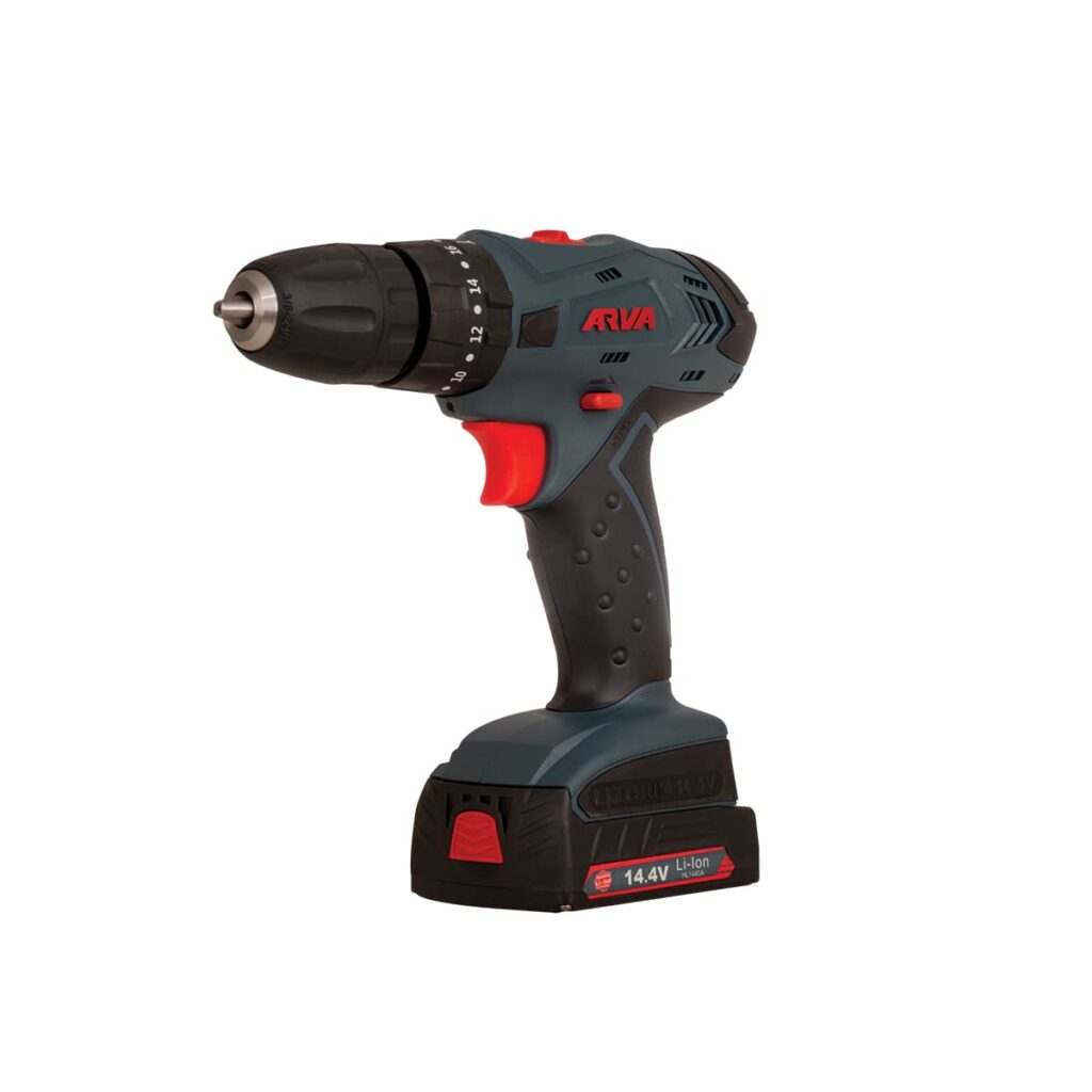 cordless impact drill model 5852 1 راهنمای خرید دریل شارژی چکشی آروا مدل 5852 با باتری ۱۴.۴ ولت دو عددی