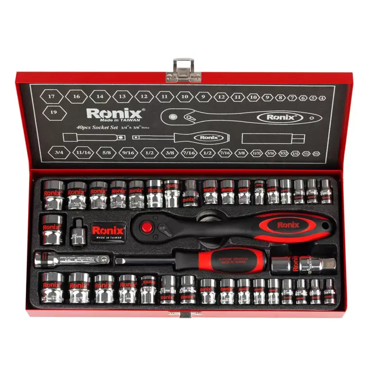 مجموعه بکس 40 عددی 3/8 اینچ دسته TPR مدل RH-2640 برند رونیکس