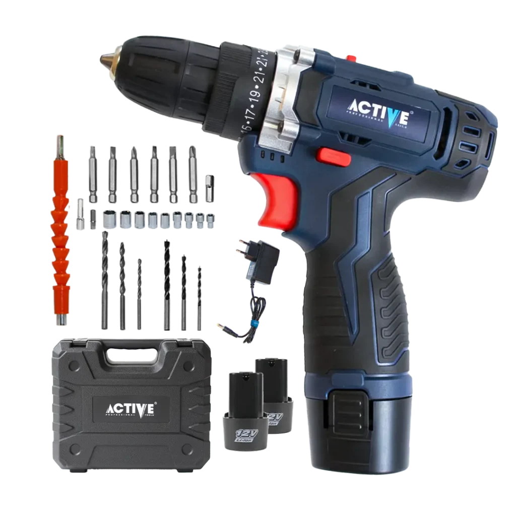 پیچ‌گوشتی شارژی اکتیو تولز با ترکمتر 25 حالته مدل AC-2812BM برند ACTIVE